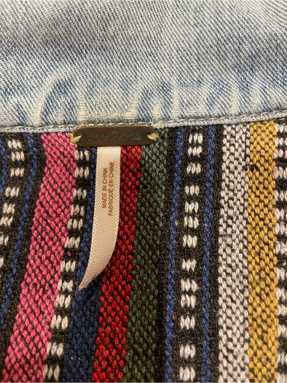 Free People Striped Knit Jean jacket  in Multicolor